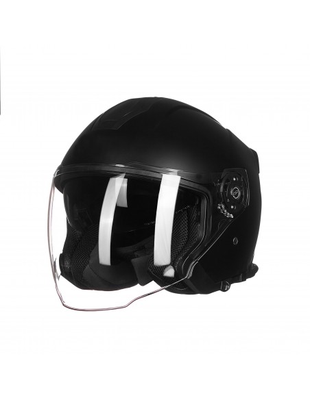 CASCO JET NEGRO MATE CON GAFA SOLAR HOMOLOGACION 22.06