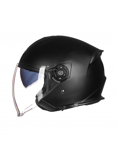 CASCO JET NEGRO MATE CON GAFA SOLAR HOMOLOGACION 22.06