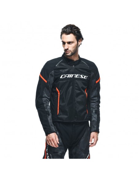 CAZADORA DAINESE AIR FRAME 3 TEX BLACK/BLACK/RED-FLUO