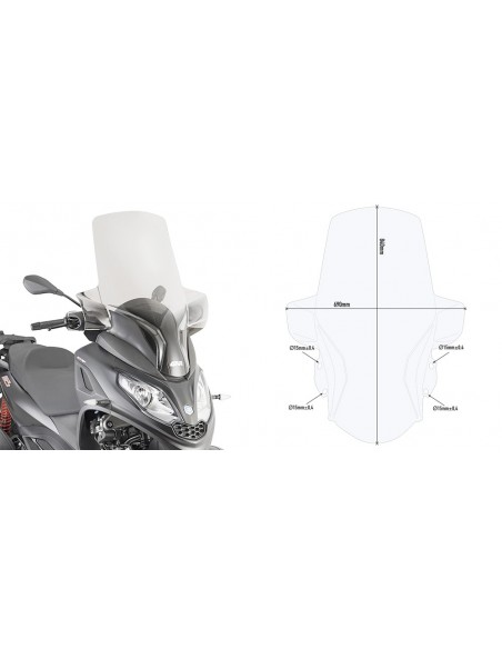 PARABRISAS GIVI P/KITAO PIAGGIO.MP3.300.HPE.1