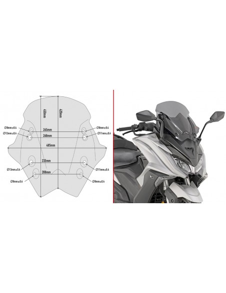 PARABRISAS GIVI P/KITAO KYMCO.AK.550.17