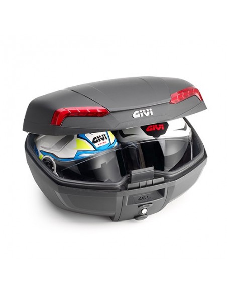 MALETA GIVI E46 RIVIERA MONOLOCK 46 LTS NEGRA CON CATADIOPTRICOS ROJO