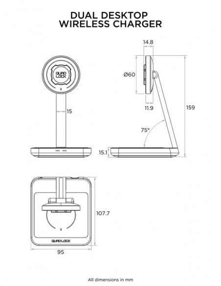 CARGADOR DOBLE INALAMBRICO QUAD LOCK MAG