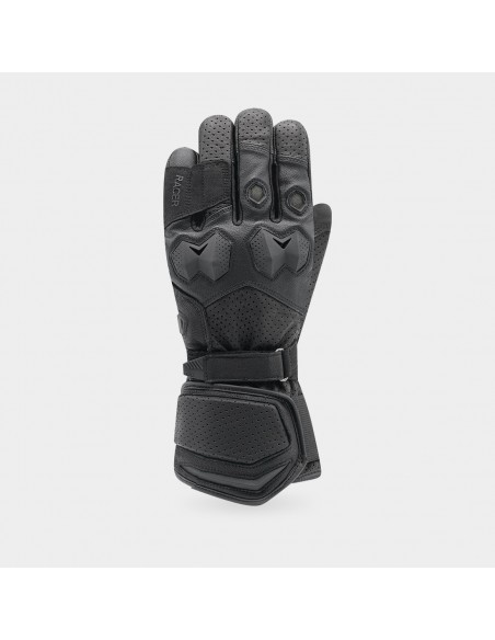 GUANTE RACER LONG BLOCKS CUERO NEGRO