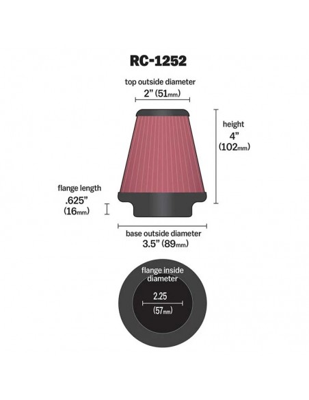 FILTRO DE POTENCIA K&N UNIVERSAL D. 57 MM