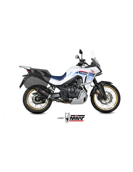 ESCAPE MIVV SLIP-ON OVAL BLACK CON TAPA DE CARBONO HONDA XL750 TRANSALP 2023-2024