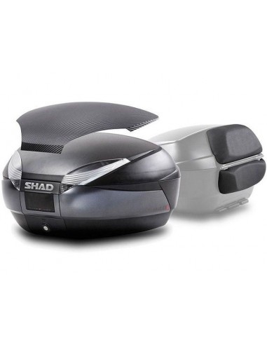 MALETA SHAD SH48 NEGRO GRIS CON TAPA DE CARBONO Y RESPALDO