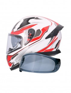 CASCO SHIRO KATANA SHARP + Pantalla Extra BLANCOROJO