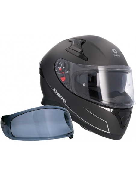 CASCO SHIRO KATANA SOLID + Pantalla Extra NEGRO MATE