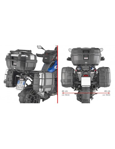 GIVI PLO5143MK – Portamaletas lateral específico PL ONE-FIT configurado para maletas MONOKEY® se monta también en presencia de GIVI PLO5143MK – Portamaletas lateral específico PL ONE-FIT configurado para maletas MONOKEY® se monta también en presencia de