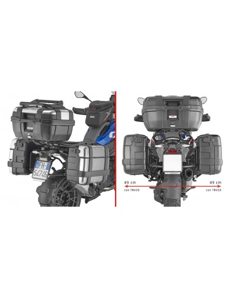 GIVI PLO5143MK – Portamaletas lateral específico PL ONE-FIT configurado para maletas MONOKEY® se monta también en presencia de GIVI PLO5143MK – Portamaletas lateral específico PL ONE-FIT configurado para maletas MONOKEY® se monta también en presencia de