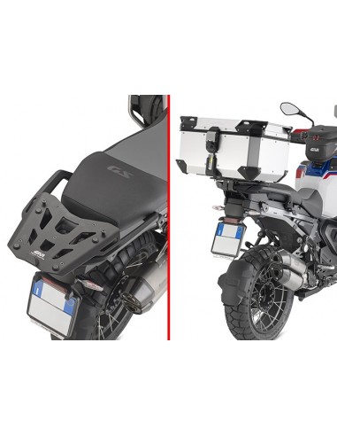 GIVI SRA5146 – Adaptador posterior específico en aluminio anodizado para maleta MONOKEY®, negro Se monta solo en combinación