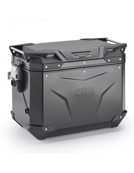 MALETA LATERAL IZQUIERDA GIVI TREKKER OUTBACK EVO BLACK LINE EN ALUMINIO ACABADO NEGRO 48L