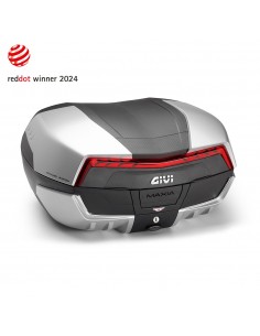 MALETA GIVI V58 MAXIA5 NEGRA CON CATADIOPTRICO ROJO Y CUATRO COVER PINTADAS EN COLOR ALUMINIO