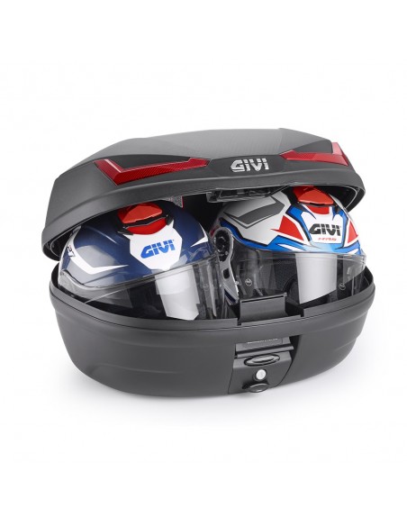 BAUL MONOLOCK® 45 L. NEGRO CON CATADIÓPTRICO ROJO. CON KIT Y PARILLA UNIVERSAL