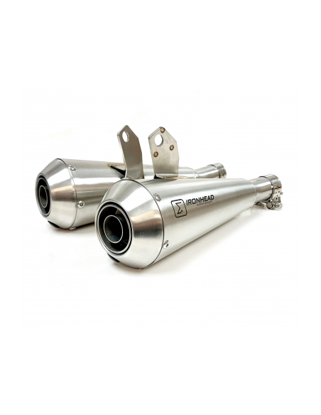 JUEGO DE SILENCIOSOS SLIP-ON IRONHEAD CONICAL MATT INOX - TRIUMPH SPEED TWIN 1200 / RS 24-25