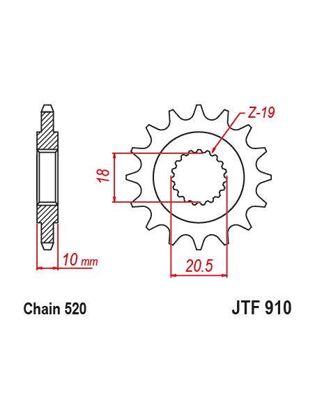 PIÑON JT 910 DE 14 DIENTES PASO 520
