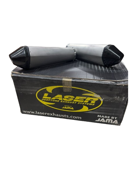 JUEGO DE ESCAPES LASER HOMOLOGADOS INOX CON CONO CARBONO Y TUBOS DE CONEXION ESPECIFICO YAMAHA YZF-R1 2009