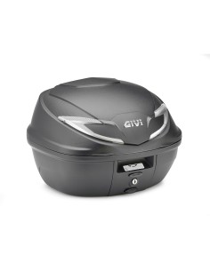 MALETA MONOLOCK® 39 L. NEGRO CON CATADIOPTRICOS PINTADOS INTERIORMENTE DE COLOR PLATEADO.