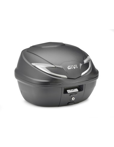 MALETA MONOLOCK® 39 L. NEGRO CON CATADIOPTRICOS PINTADOS INTERIORMENTE DE COLOR PLATEADO.