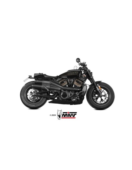 Mivv 2 Slip-On HR-1 Black con tapa de carbono Harley Davidson Sportster S 2021-24