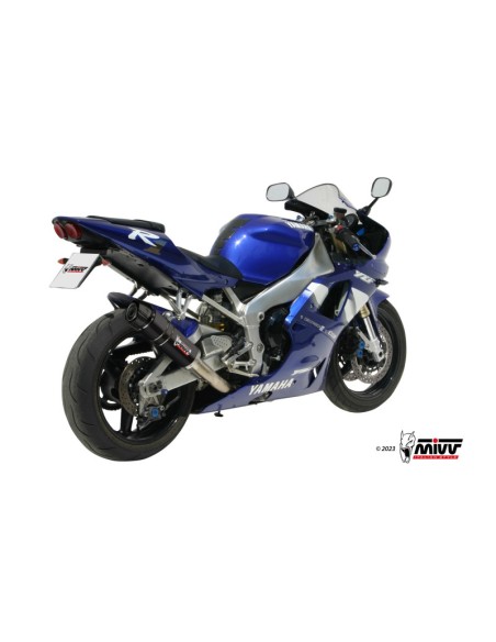 MIVV SLIP-ON GP BLACK CON TAPA EN CARBONO YAMAHA YZF R1 1000 1998-01