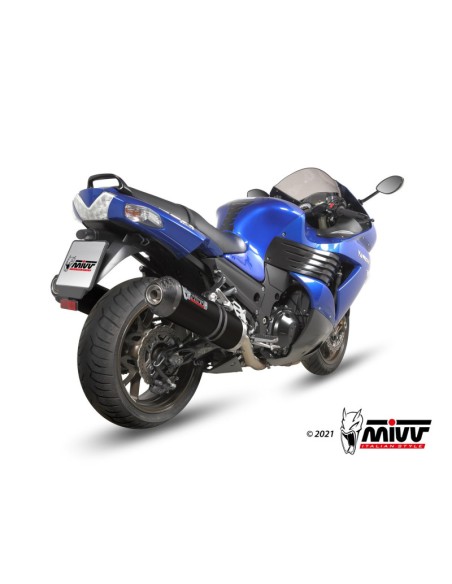 Mivv 2 Slip-On Oval black con tapa carbono Kawasaki ZZR 1400 2008-11