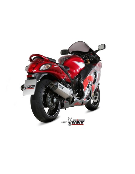 Mivv 2 Slip-On Speed edge St. Steel con tapa carbono Suzuki GSX-R 1300 Hayabusa 2008-17