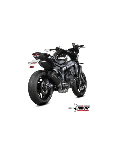 Mivv Full system 3x1 AK-1 Black con tapa de carbono Yamaha MT-09 / SP / FZ-09 2024-2025 / R9 2025
