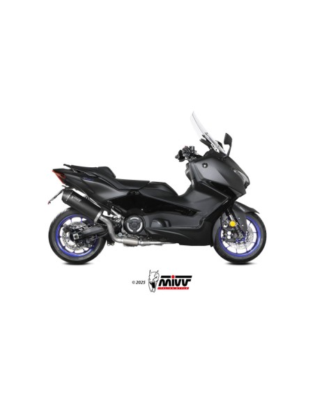 Mivv Full System 2x1 OVAL BLACK con Tapa de Carbono YAMAHA T-MAX 560 2025