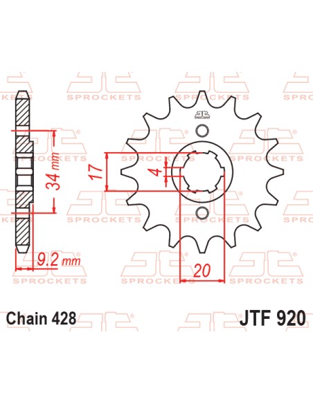 PIÑON JT 920 DE 15 DIENTES PASO 428