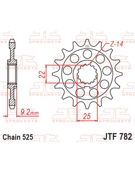PIÑON JT 782 DE 16 DIENTES PASO 525