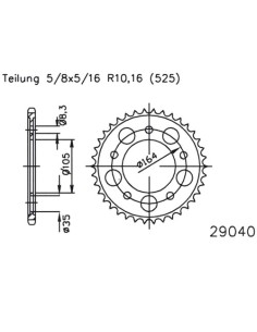 CORONA 47DIENTES PASO 525 NEGRA ESJOT GILERA GP 800