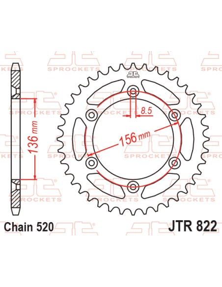 CORONA JT 822 DE 44 DIENTES PASO 520