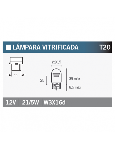 LAMPARA 12V21 5W T20 DOBLE FILAMENTO