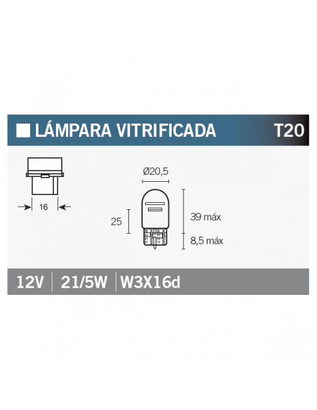 LAMPARA 12V21 5W T20 DOBLE FILAMENTO