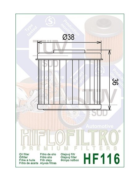 Filtro de aceite hiflofiltro HF116