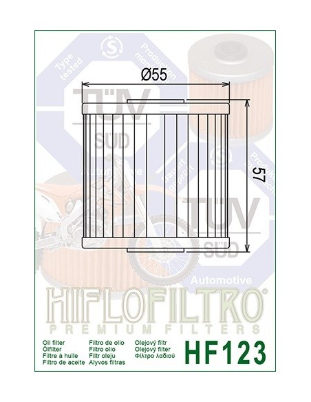 Filtro de aceite hiflofiltro HF123