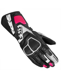 GUANTE SPIDI STS-R3 LADY BLACK-WHITE-FUCSIA