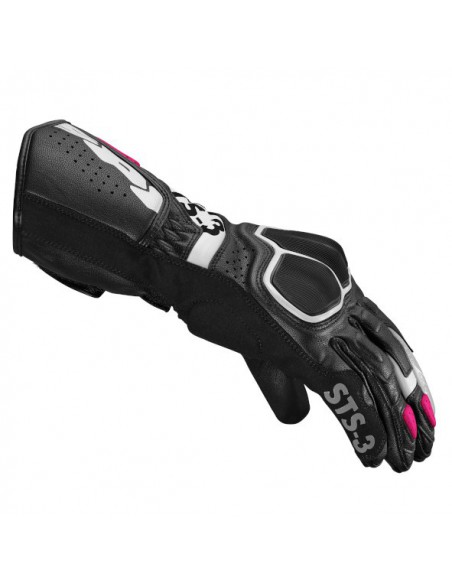 GUANTE SPIDI STS-R3 LADY BLACK-WHITE-FUCSIA