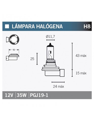 LAMPARA HALOGENA H8 12V 35W