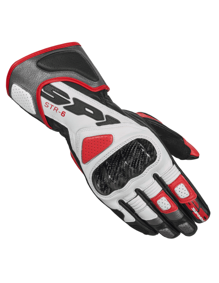 GUANTE SPIDI STR-6 BLANCO NEGRO ROJO