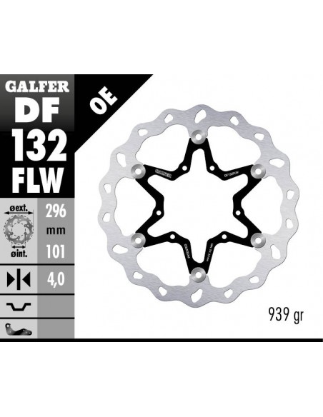 DISCO FRENO WAVE FLOTATING (C. STEEL) 296X4MM DF132FLW