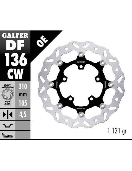 DISCO FRENO WAVE FLOATING COMPLETE (C. ALU.) 310X4.5MM DF136CW