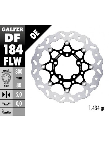 DISCO FRENO WAVE FLOATING (C. STEEL) 300X5MM DF184FLW