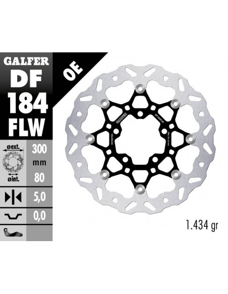 DISCO FRENO WAVE FLOATING (C. STEEL) 300X5MM DF184FLW