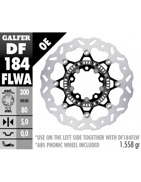 DISCO FRENO WAVE FLOATING (C. STEEL) 300X5MM DF184FLW