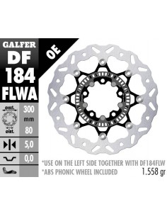 DISCO FRENO WAVE FLOATING (C. STEEL) 300X5MM PHONIC ABS DF184FLWA