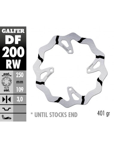 DISCO FRENO WAVE FIXED GROOVED 250X3MM DF200RW