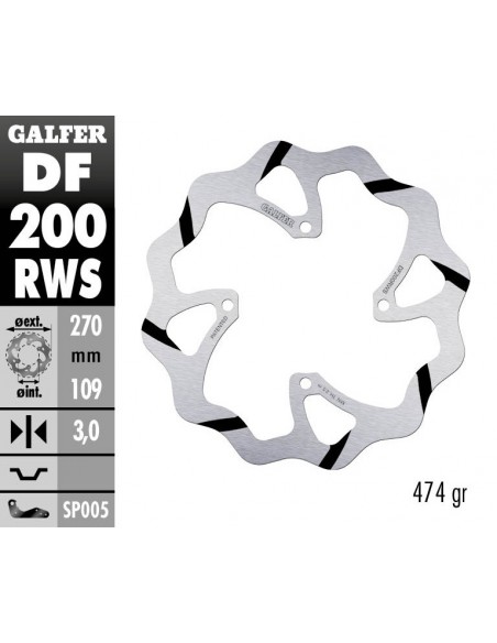 DISCO FRENO WAVE FIXED GROOVED 250X3MM DF200RW